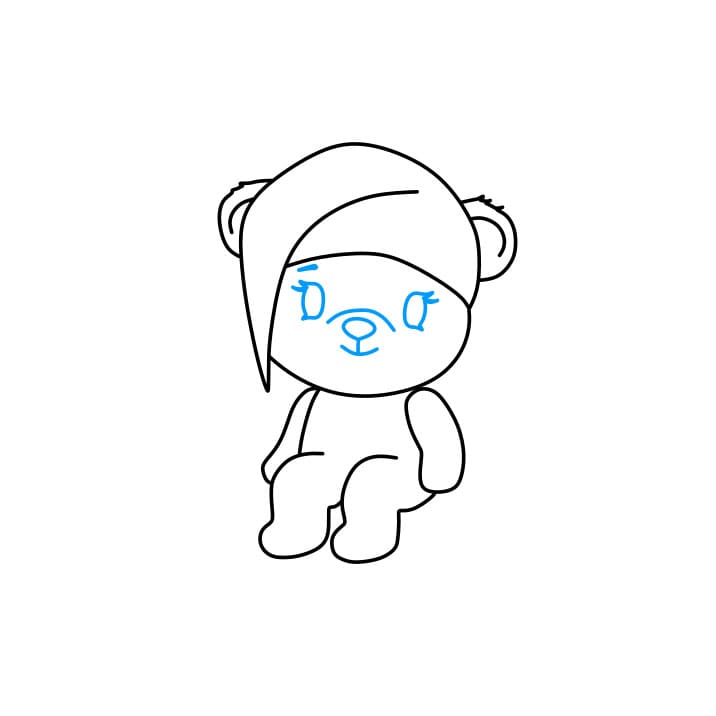 Hướng dẫn cách vẽ chú gấu dễ thương đang ngồi trên mặt trăng đơn giản và đẹp cho bé - Bước 6