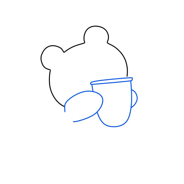 Hướng dẫn cách vẽ chú gấu dễ thương đang uống trà sữa đơn giản và đẹp cho bé - Bước 2