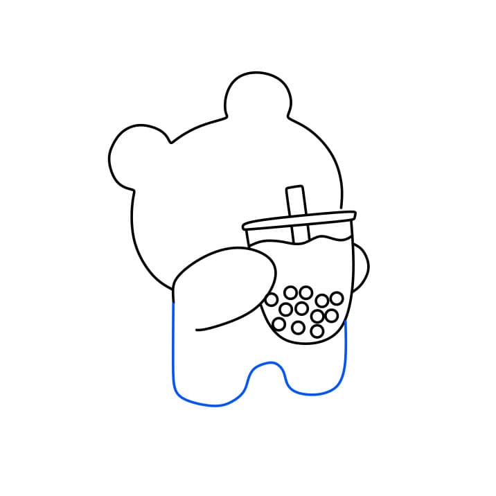 Hướng dẫn cách vẽ chú gấu dễ thương đang uống trà sữa đơn giản và đẹp cho bé - Bước 3