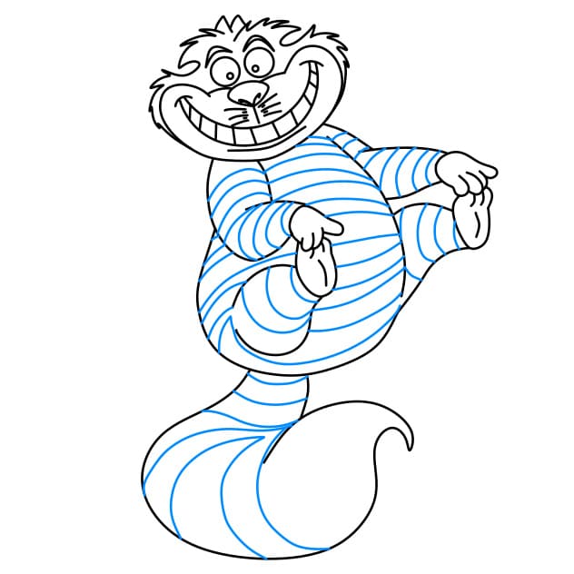 Hướng dẫn vẽ chú mèo Cheshire ma mị (nhân vật trong phim Alice in Wonderland) cho bé - Bước 8