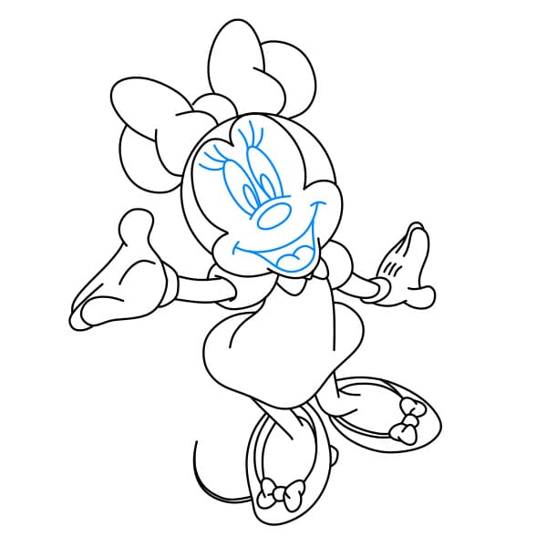 Hướng dẫn vẽ chuột Minnie đơn giản và đẹp cho bé - Bước 10