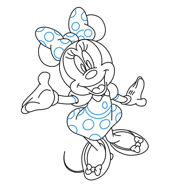 Hướng dẫn vẽ chuột Minnie đơn giản và đẹp cho bé - Bước 11