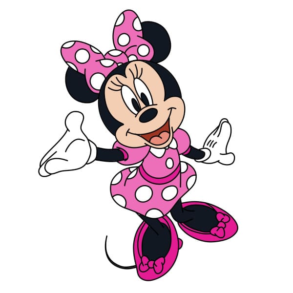 Hướng dẫn vẽ chuột Minnie đơn giản và đẹp cho bé - Bước 12