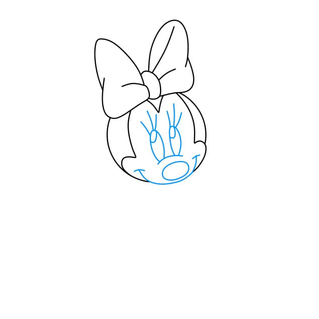 Hướng dẫn vẽ chuột Minnie ngại ngùng - Bước 3