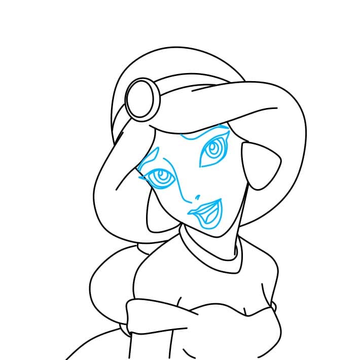 Hướng dẫn vẽ công chúa Jasmine cho bé - Bước 6