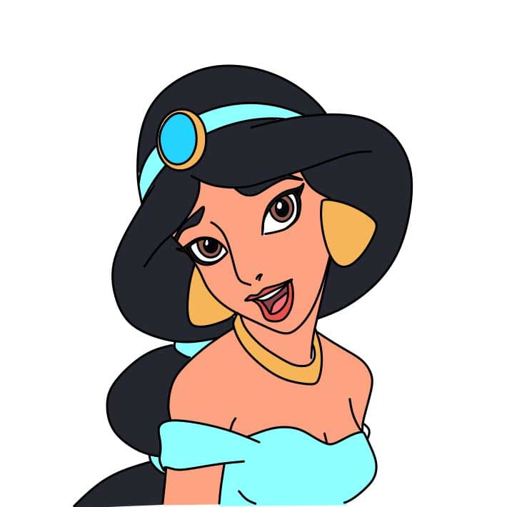 Hướng dẫn vẽ công chúa Jasmine cho bé - Bước 7