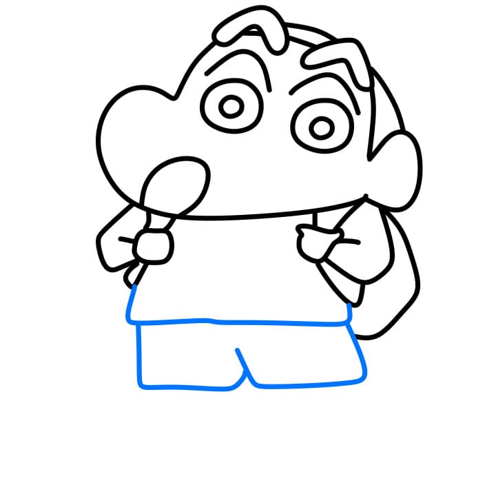 Hướng dẫn cách vẽ Shin ( Crayon Shin-chan ) đơn giản cho bé - Bước 5