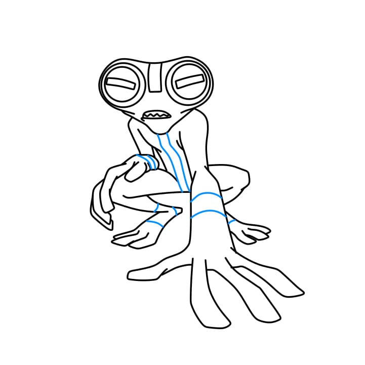 Hướng dẫn vẽ dạng biến hình GREY MATTER của Ben 10 đơn giản và đẹp cho bé - Bước 6