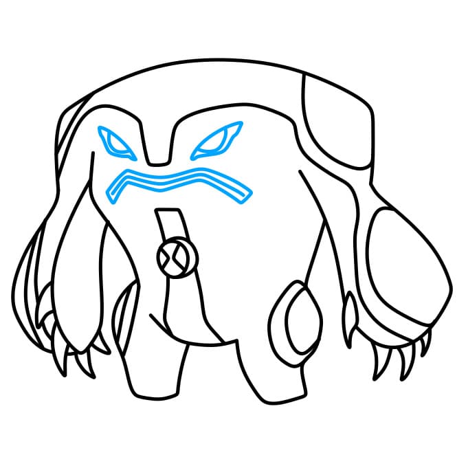 Hướng dẫn vẽ dạng biến hình Cannonbolt của Ben 10 đơn giản và đẹp cho bé - Bước 6