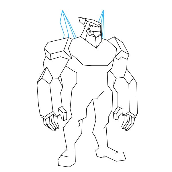 Hướng dẫn vẽ dạng biến hình DIAMOND HEAD của Ben 10 đơn giản và đẹp cho bé - Bước 5