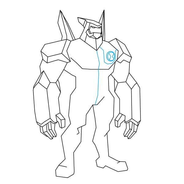 Hướng dẫn vẽ dạng biến hình DIAMOND HEAD của Ben 10 đơn giản và đẹp cho bé - Bước 6