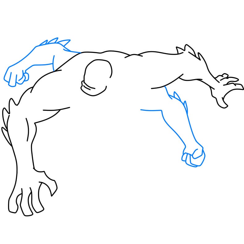 Hướng dẫn vẽ dạng biến hình FOUR ARMS của Ben 10 đơn giản và đẹp cho bé - Bước 4