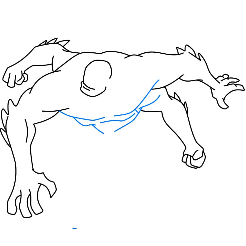 Hướng dẫn vẽ dạng biến hình FOUR ARMS của Ben 10 đơn giản và đẹp cho bé - Bước 5