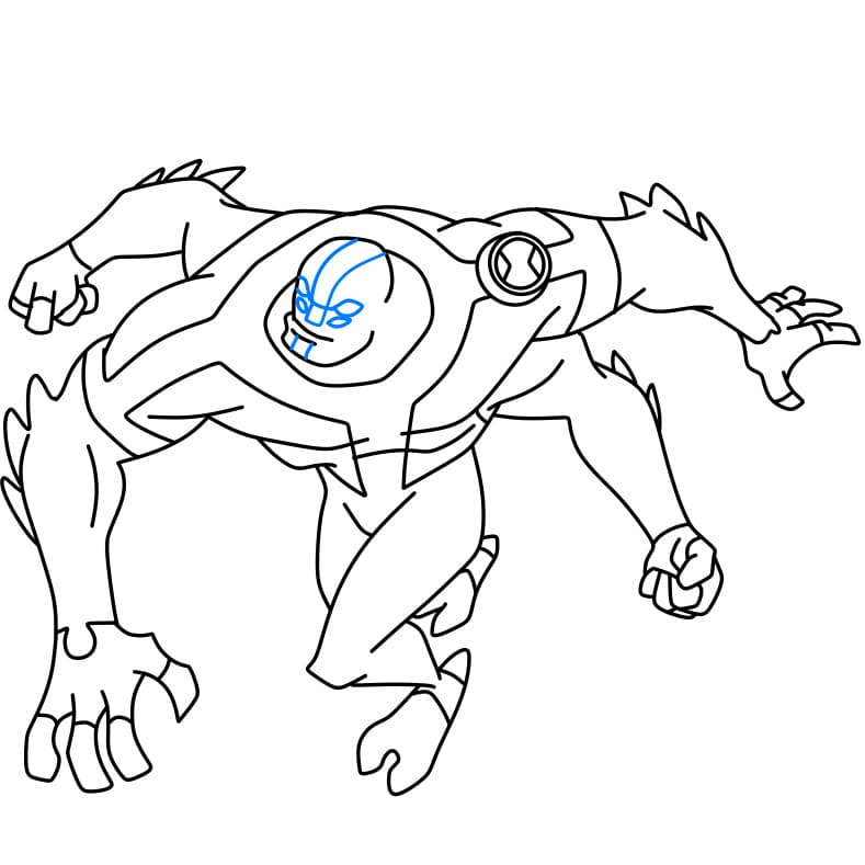 Hướng dẫn vẽ dạng biến hình FOUR ARMS của Ben 10 đơn giản và đẹp cho bé - Bước 8