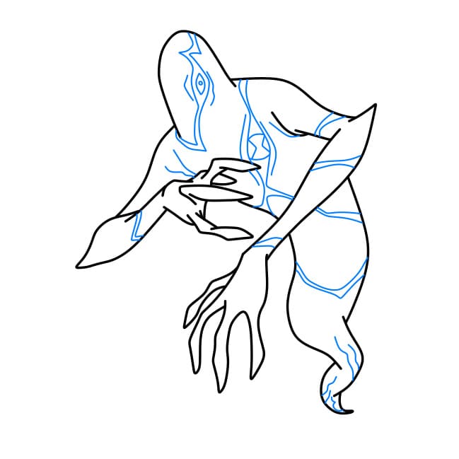 Hướng dẫn vẽ dạng biến hình GHOST FREAK của Ben 10 đơn giản và đẹp cho bé - Bước 4