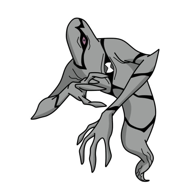 Cách vẽ dạng biến hình GHOST FREAK của Ben 10