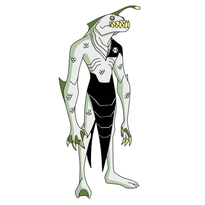 Hướng dẫn vẽ dạng biến hình RIPJAWS của Ben 10 đơn giản và đẹp cho bé - Bước 11