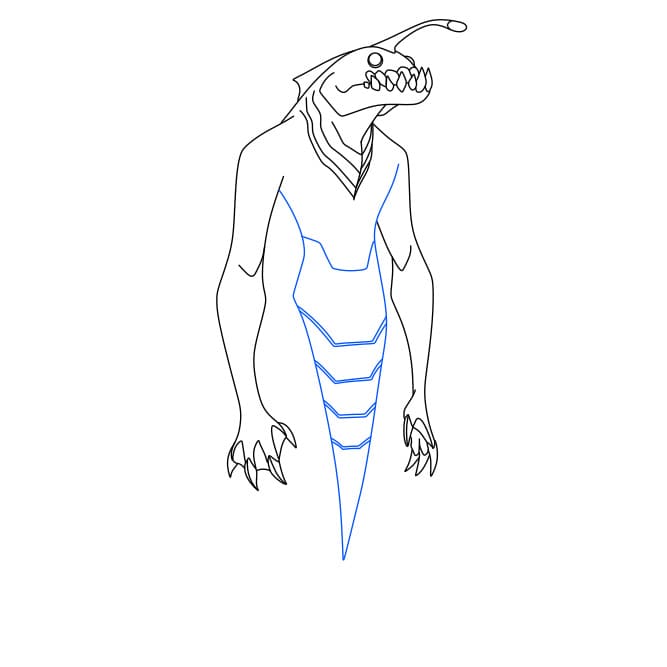 Hướng dẫn vẽ dạng biến hình RIPJAWS của Ben 10 đơn giản và đẹp cho bé - Bước 7