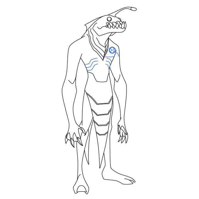 Hướng dẫn vẽ dạng biến hình RIPJAWS của Ben 10 đơn giản và đẹp cho bé - Bước 9