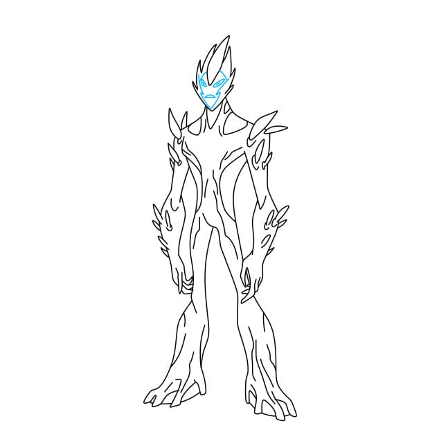 Hướng dẫn vẽ dạng biến hình Swampfire của Ben 10 đơn giản và đẹp cho bé - Bước 8