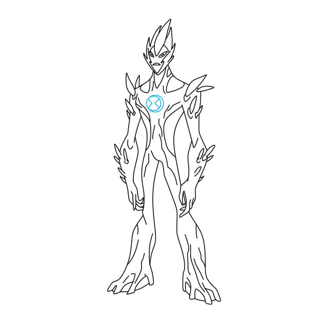 Hướng dẫn vẽ dạng biến hình Swampfire của Ben 10 đơn giản và đẹp cho bé - Bước 9