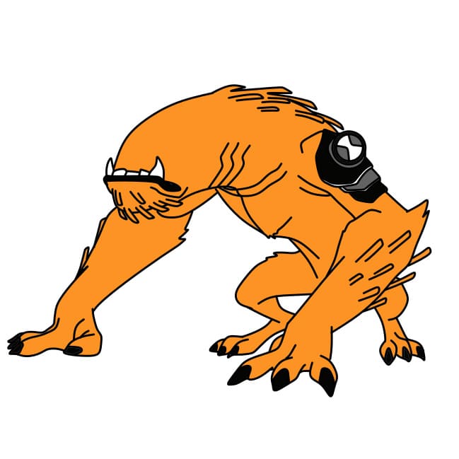 Hướng dẫn vẽ dạng biến hình WILDMUTT của Ben 10 đơn giản và đẹp cho bé - Bước 8