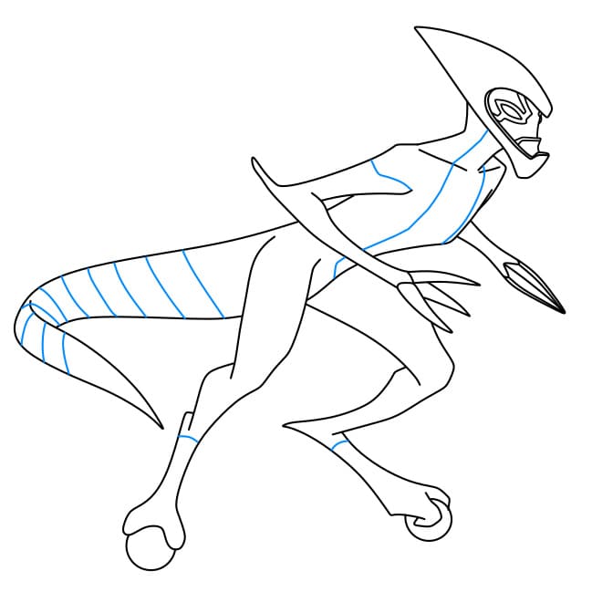 Hướng dẫn vẽ dạng biến hình XLR8 của Ben 10 đơn giản và đẹp cho bé - Bước 8