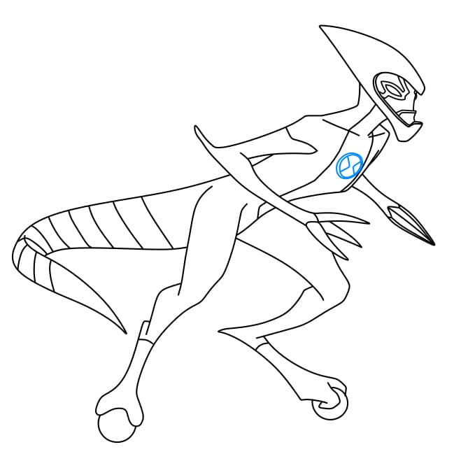 Hướng dẫn vẽ dạng biến hình XLR8 của Ben 10 đơn giản và đẹp cho bé - Bước 9