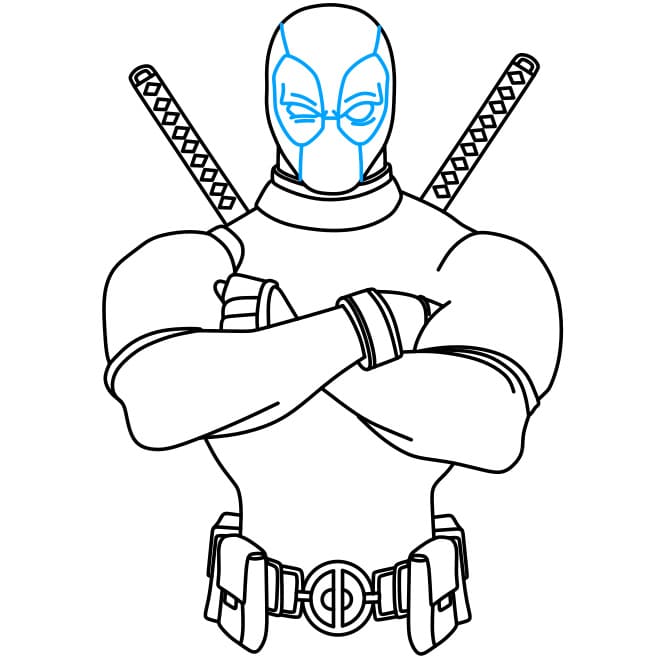 Hướng dẫn vẽ Deadpool siêu ngầu cho bé - Bước 8
