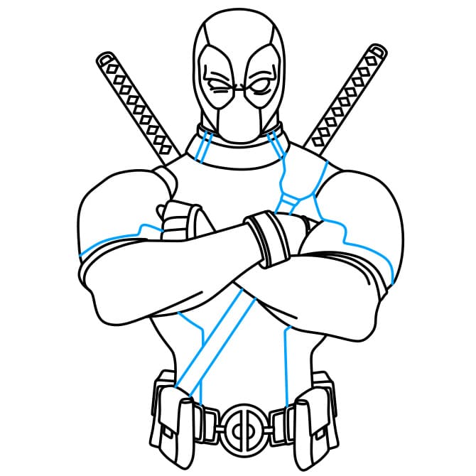 Hướng dẫn vẽ Deadpool siêu ngầu cho bé - Bước 9