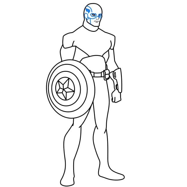 Hướng dẫn vẽ đội trưởng mĩ đơn giản và siêu ngầu cho bé - Bước 10