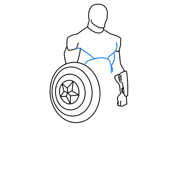 Hướng dẫn vẽ đội trưởng mĩ đơn giản và siêu ngầu cho bé - Bước 7