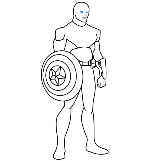 Hướng dẫn vẽ đội trưởng mĩ đơn giản và siêu ngầu cho bé - Bước 9