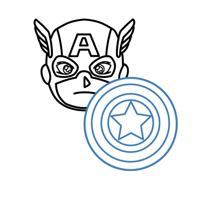 Hướng dẫn vẽ Đội Trưởng Mỹ chibi đáng yêu. - Bước 5