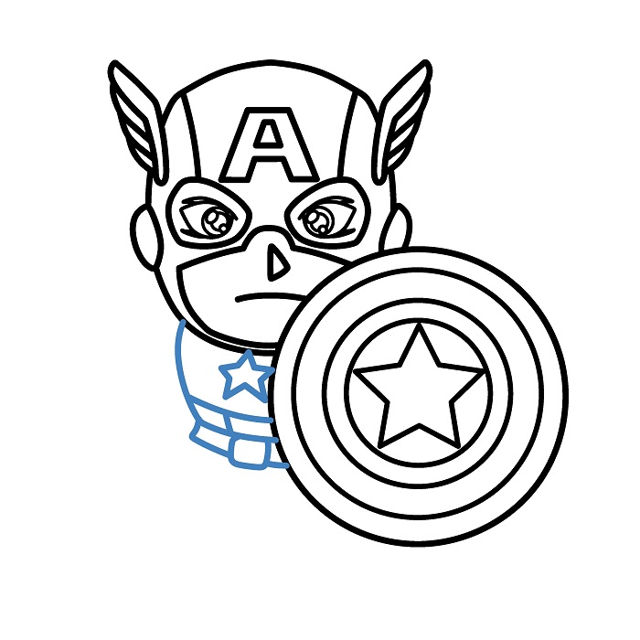 Hướng dẫn vẽ Đội Trưởng Mỹ chibi đáng yêu. - Bước 6