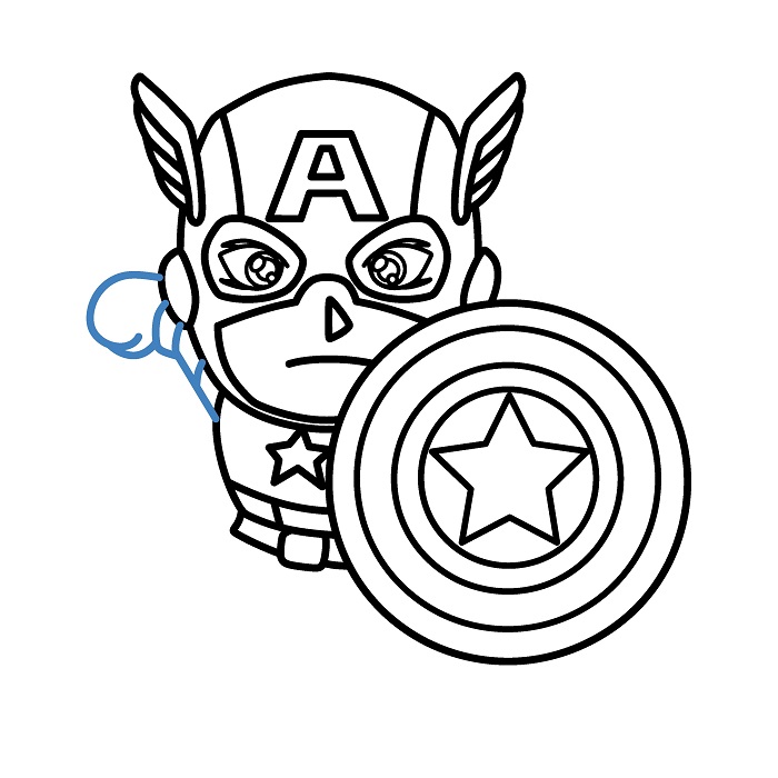 Hướng dẫn vẽ Đội Trưởng Mỹ chibi đáng yêu. - Bước 7