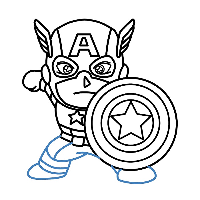 Hướng dẫn vẽ Đội Trưởng Mỹ chibi đáng yêu. - Bước 8