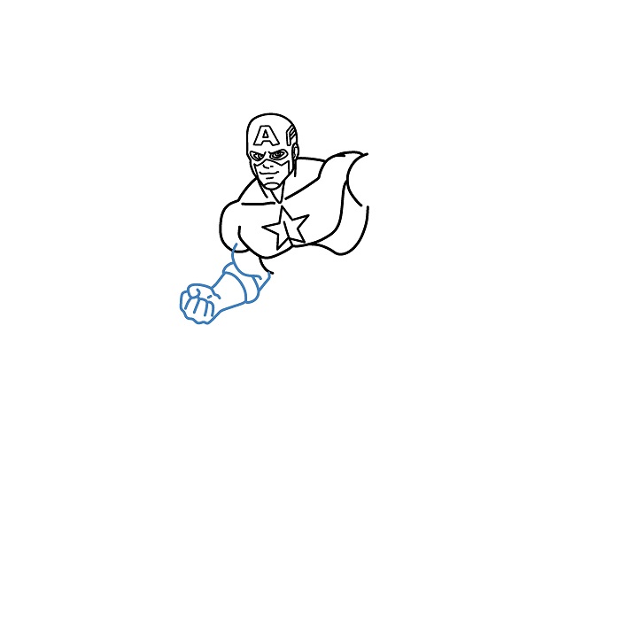 Hướng dẫn vẽ Đội Trưởng Mỹ đang chiến đấu. - Bước 3