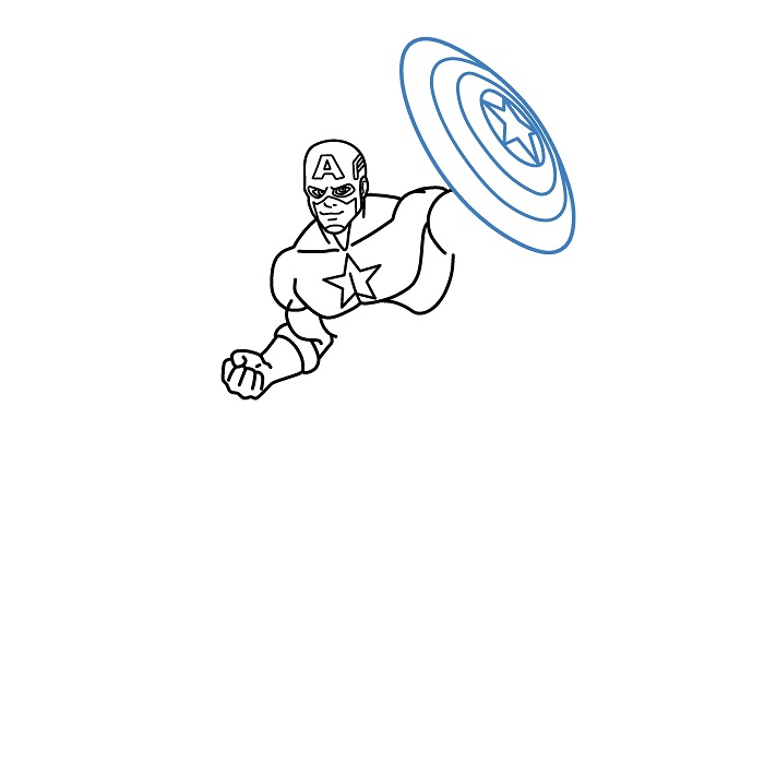 Hướng dẫn vẽ Đội Trưởng Mỹ đang chiến đấu. - Bước 4