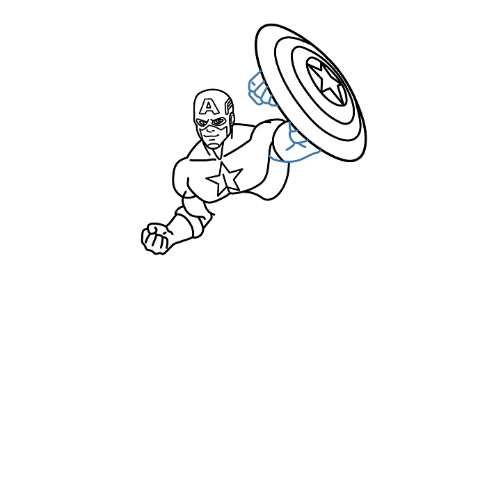 Hướng dẫn vẽ Đội Trưởng Mỹ đang chiến đấu. - Bước 5