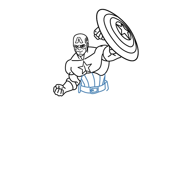 Hướng dẫn vẽ Đội Trưởng Mỹ đang chiến đấu. - Bước 6