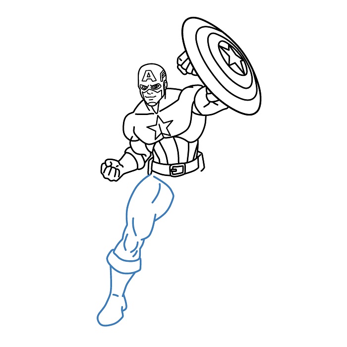 Hướng dẫn vẽ Đội Trưởng Mỹ đang chiến đấu. - Bước 7