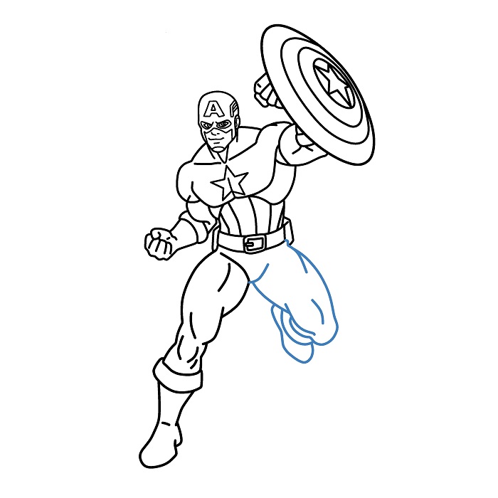 Hướng dẫn vẽ Đội Trưởng Mỹ đang chiến đấu. - Bước 8