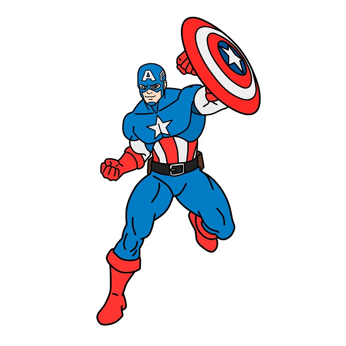 Hướng dẫn vẽ Đội Trưởng Mỹ đang chiến đấu. - Bước 9