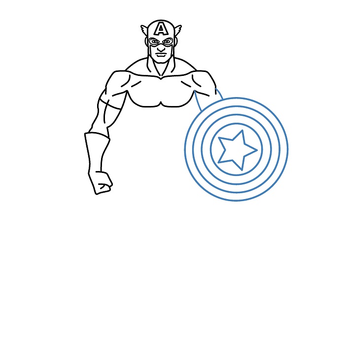 Hướng dẫn vẽ Đội Trưởng Mỹ cực đơn giản. - Bước 4