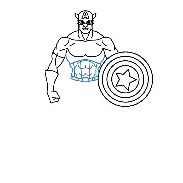 Hướng dẫn vẽ Đội Trưởng Mỹ cực đơn giản. - Bước 5