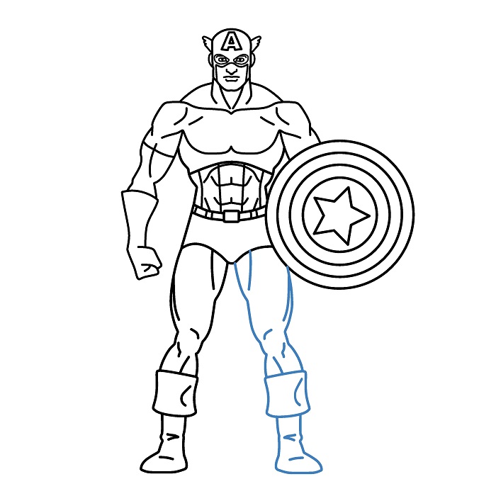 Hướng dẫn vẽ Đội Trưởng Mỹ cực đơn giản. - Bước 8