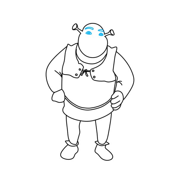 Hướng dẫn vẽ gã chằn tinh Shrek tốt bụng cho bé - Bước 6