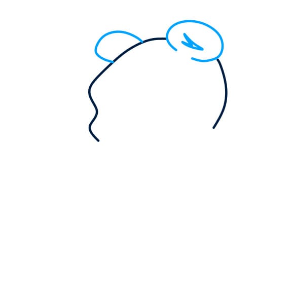 Hướng dẫn vẽ chú gấu pooh đang ăn mật ong - Bước 2