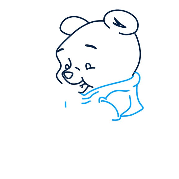 Hướng dẫn vẽ chú gấu pooh đang ăn mật ong - Bước 5
